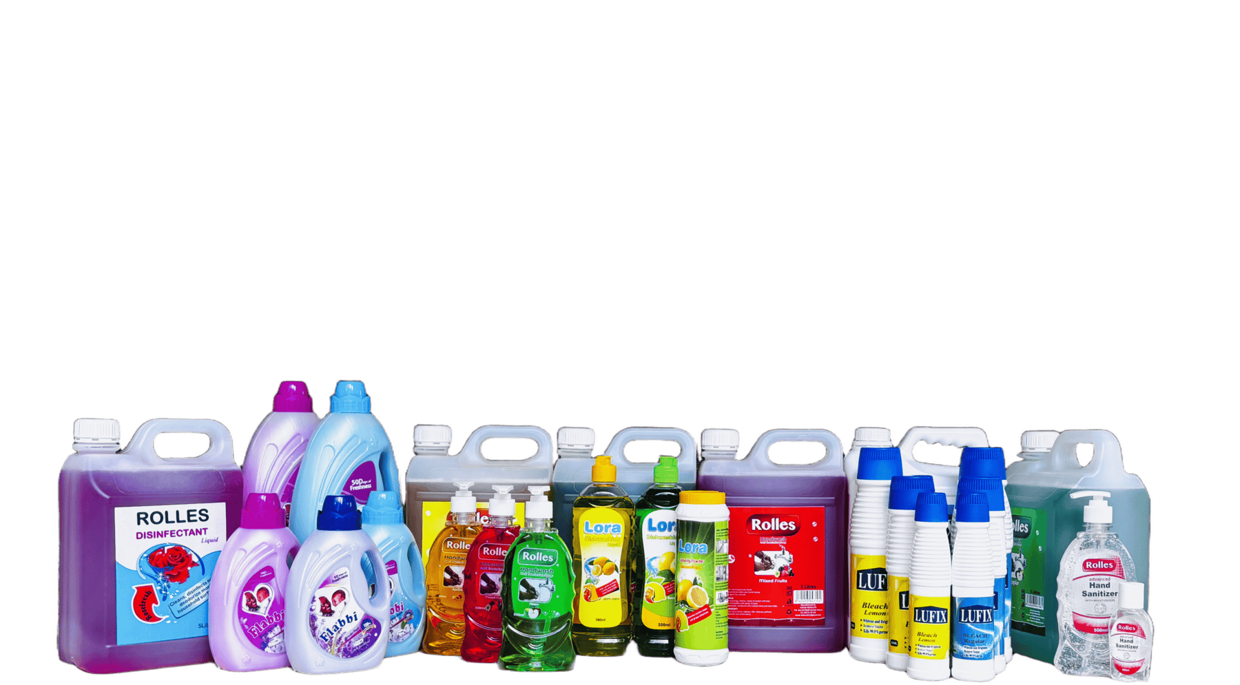 The full Lufion product range - Lufix, Lora, Flabbi, and Rolles
